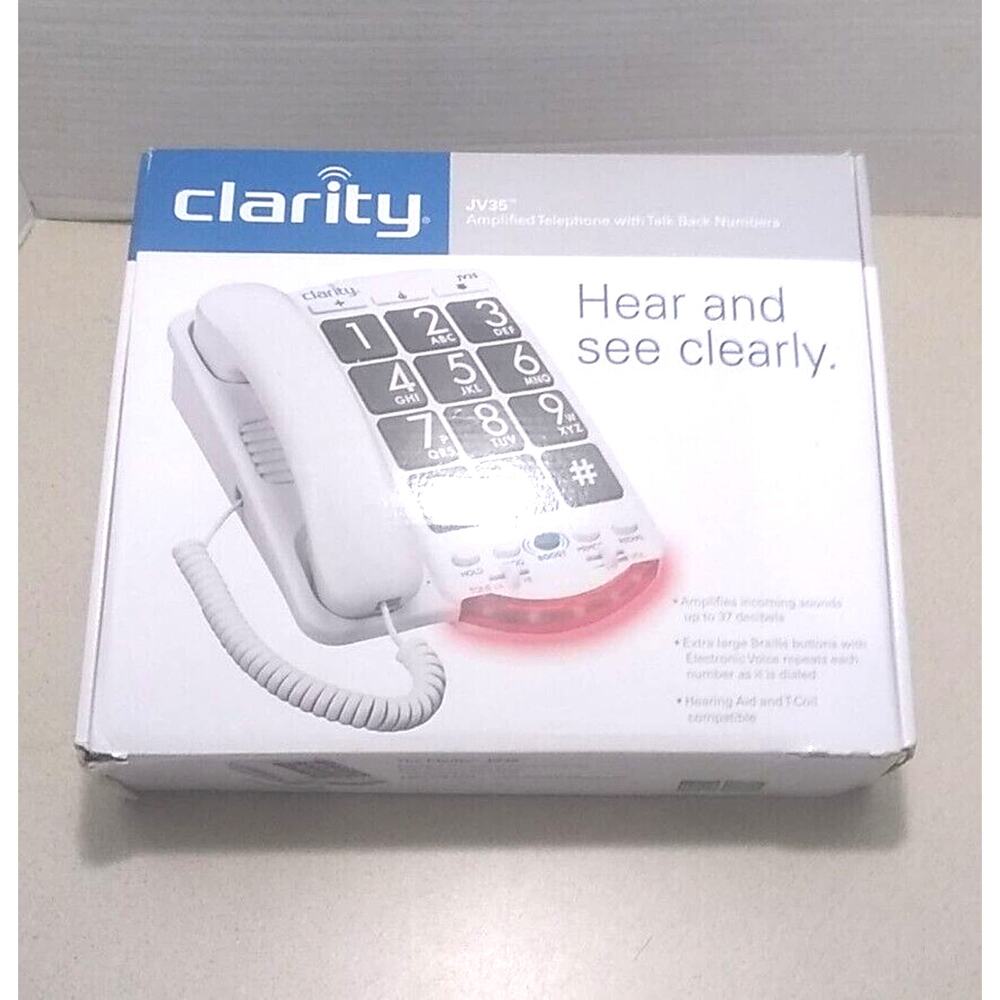Clarity Amplified Big Button Corded Telephone Talk Back Numbers Clarity-JV35